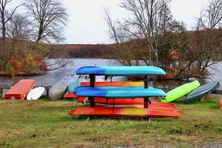 Kayaks at French Creek PA Photograph by Susan Jensen