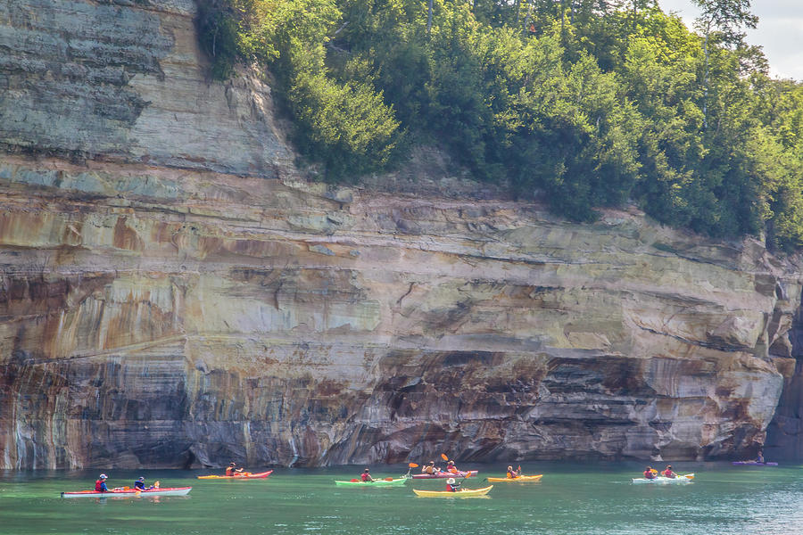 Kayaks at Pictured Rocks Photograph by Patti Deters