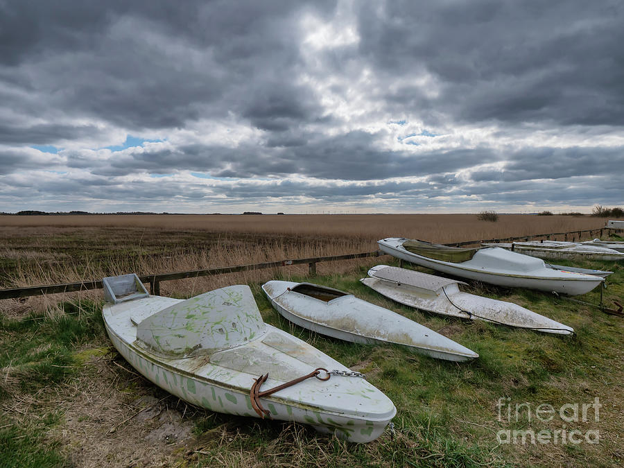 Kayaks Boats For Hunting In Stauning Harbor, Denmark Photograph