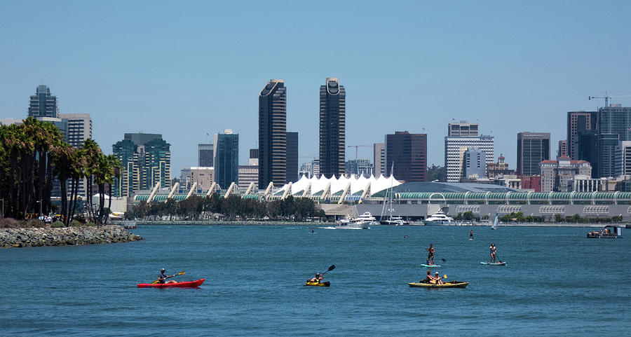 Kayaks in San Diego Bay Photograph by Christine Ley