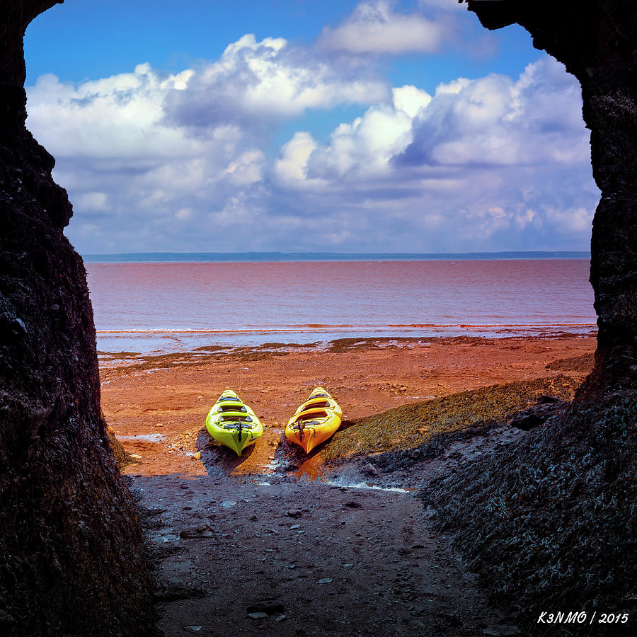 Kayaks on the Beach Digital Art by Ken Morris