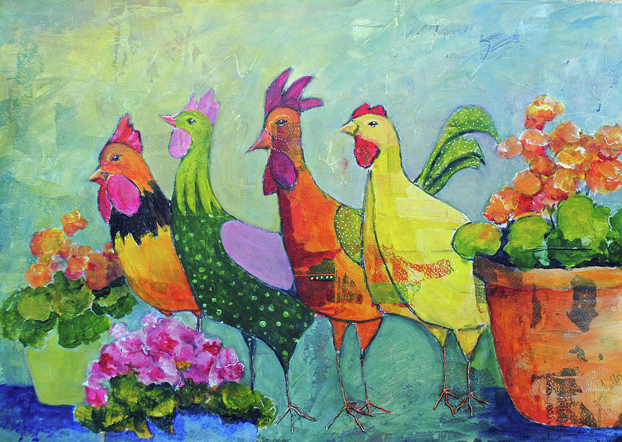 Kayserberg Chickens Painting by Kay Fuller