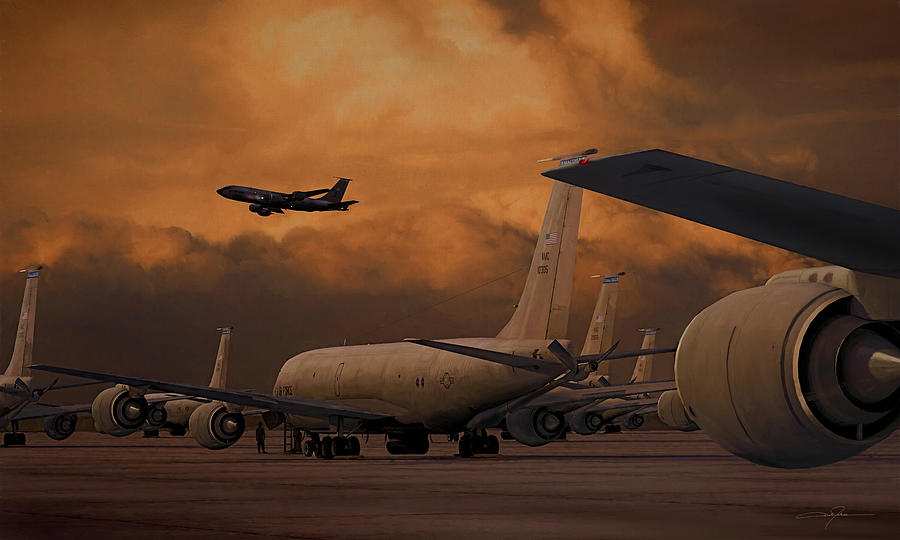 Kc-135 Digital Art - KC-135 Flightline by Dale Jackson