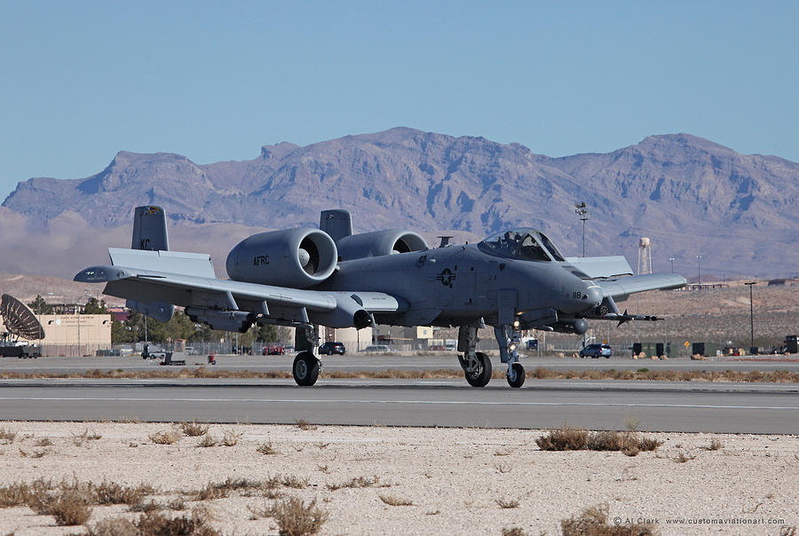 KC AFRC A-10 Warthog Recovering to 21L Nellis AFB Photograph by Custom Aviation Art