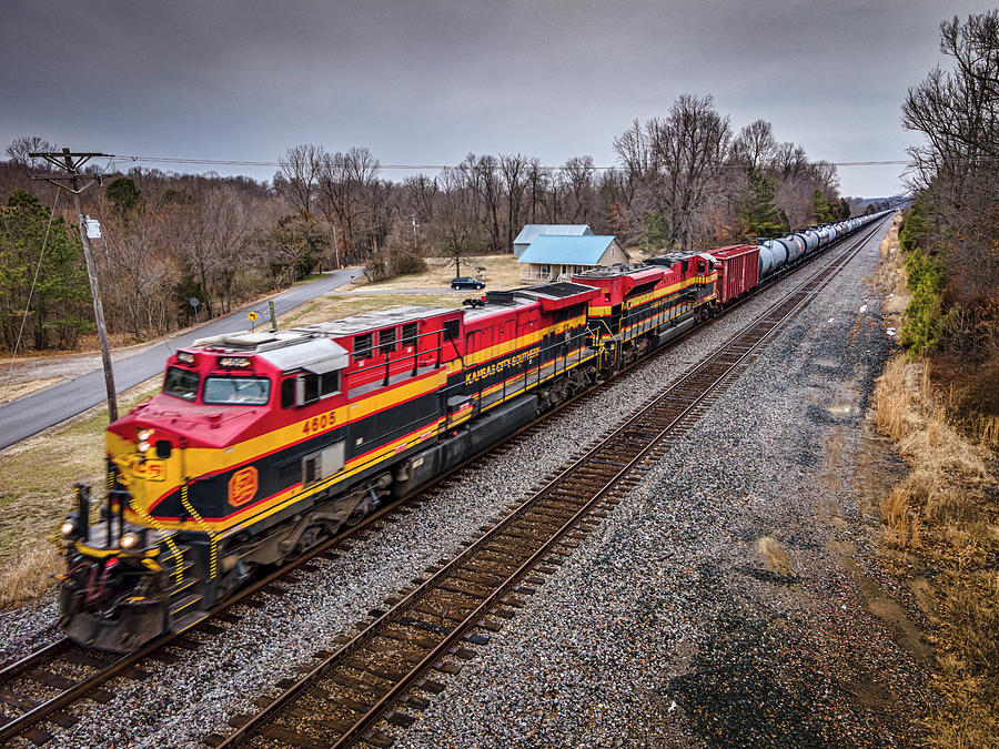 KCS leads a southbound ethanol train at Slaughters Ky Photograph by Jim Pearson