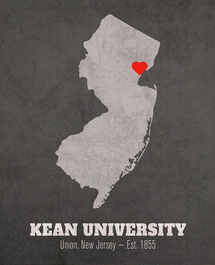 Kean University Union New Jersey Founded Date Heart Map Mixed Media by ...