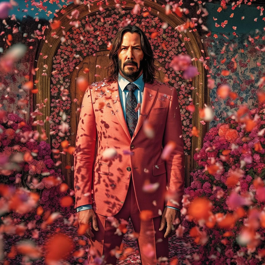 Fantasy Painting - Keanu  Reeves  as  man  posing  inside  of  coral  by Asar Studios by Celestial Images