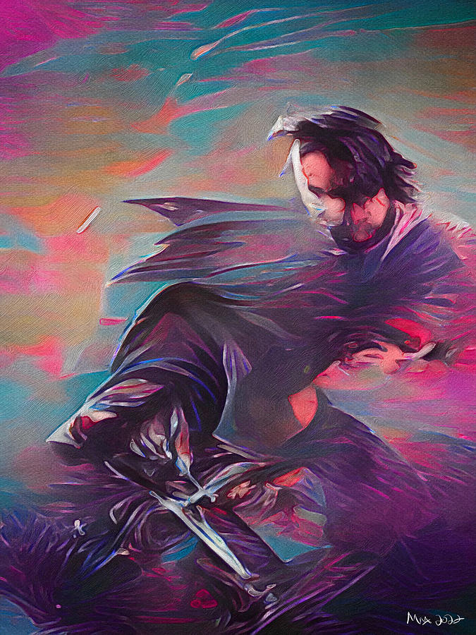 Keanu Reeves in Action Digital Art by Michelle Hoffmann