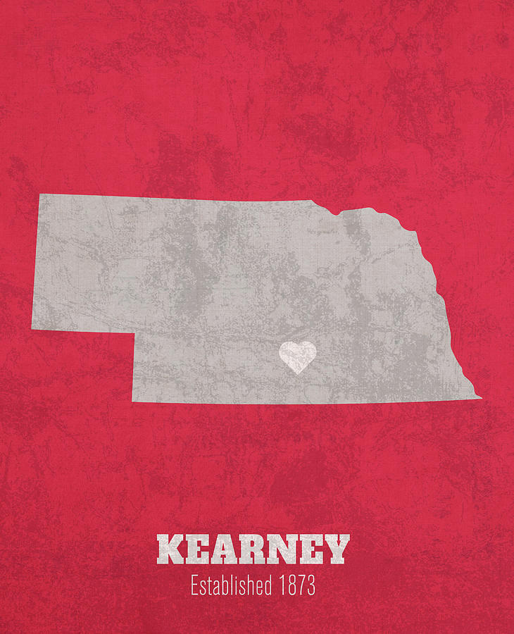 Kearney Nebraska City Map Founded 1873 University of Nebraska Color ...