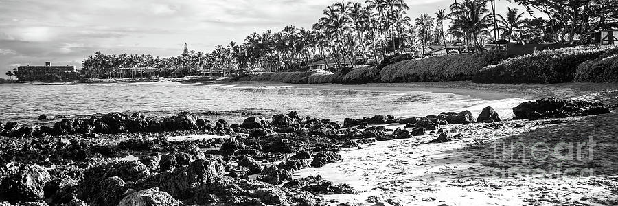 Beach Photograph - Keawakapu Beach Maui Hawaii Black and White Panorama Photo by Paul Velgos