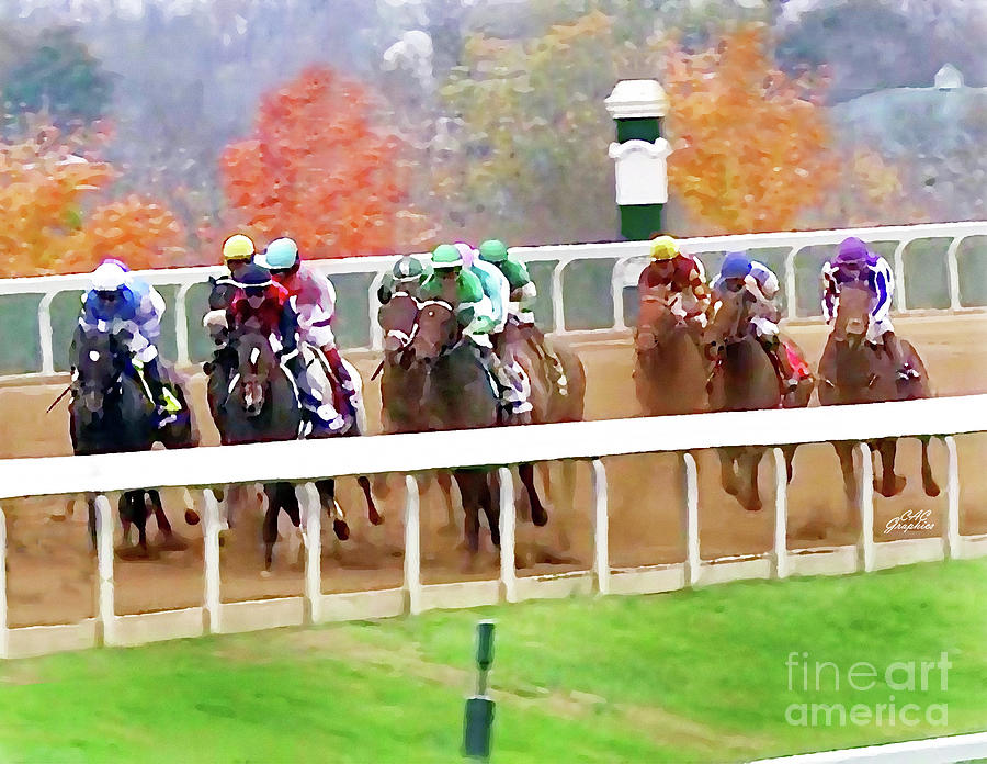 Keeneland Backstretch Painting by CAC Graphics