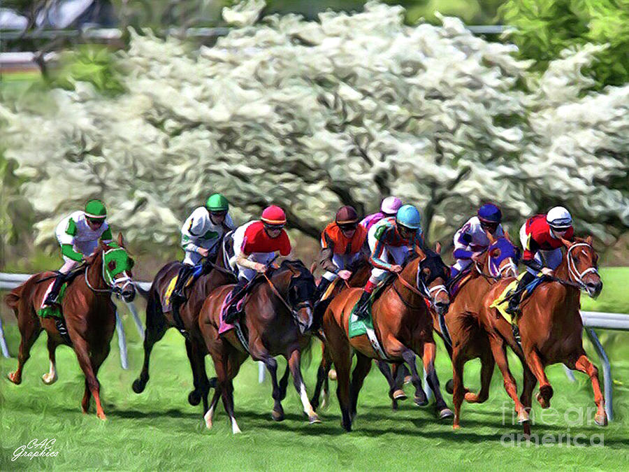 Keeneland Down The Stretch Digital Art by CAC Graphics