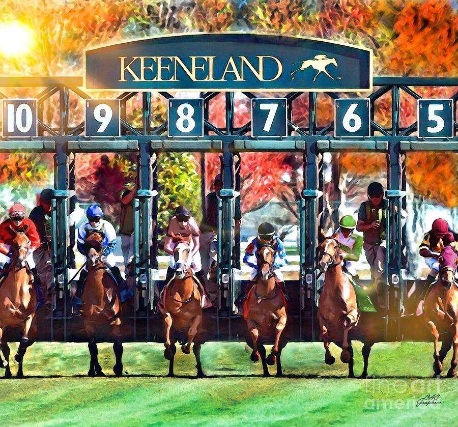 Horse Digital Art - Keeneland Fall Starting Gate by CAC Graphics