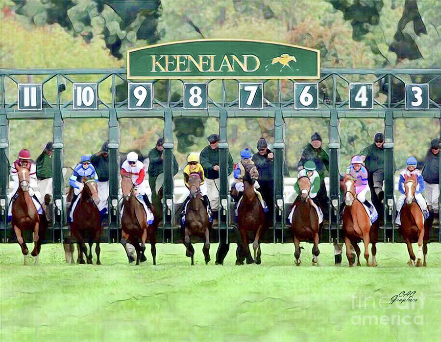 Horse Digital Art - Keeneland Starting Gate by CAC Graphics