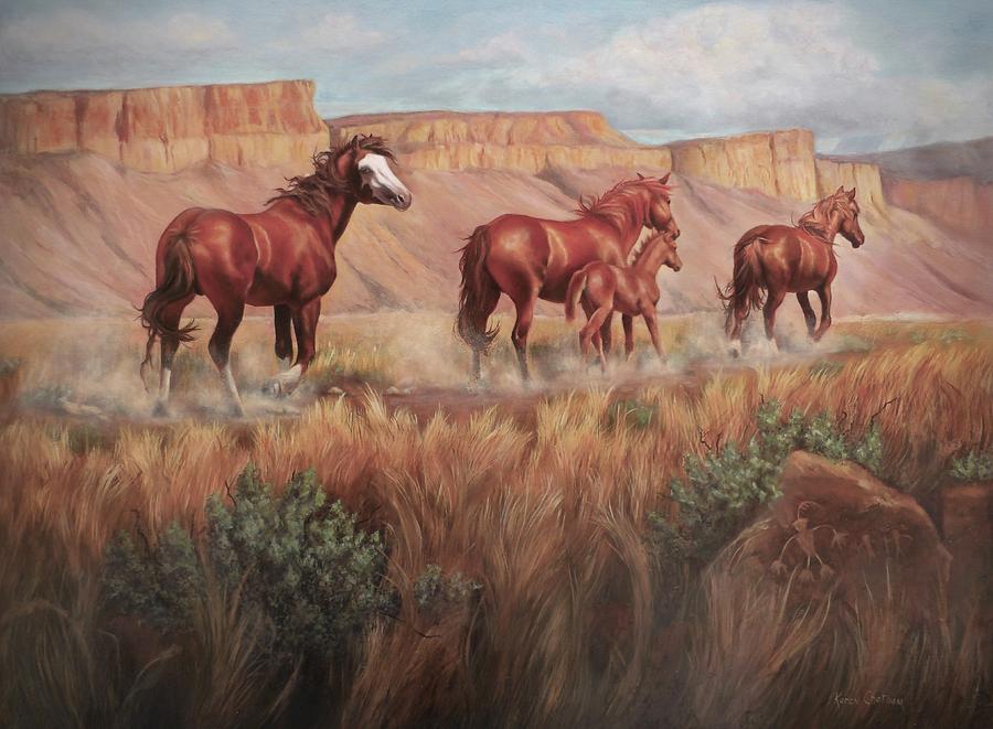 Wyoming Wild Horses Painting - Jack of Hearts by Karen Kennedy Chatham