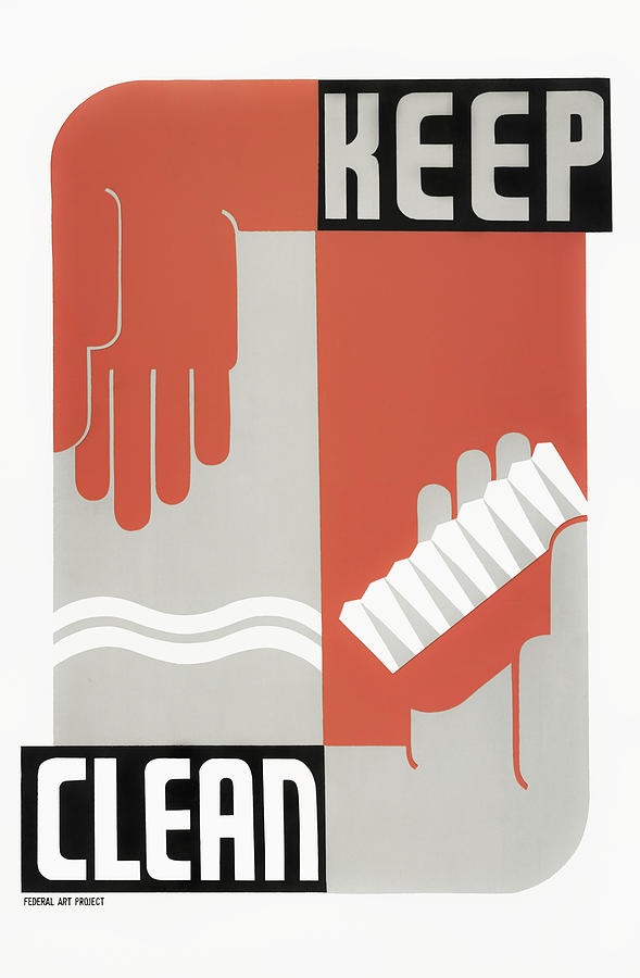 Keep Clean - Healthcare WPA Print - Circa 1937 Painting by War Is Hell Store