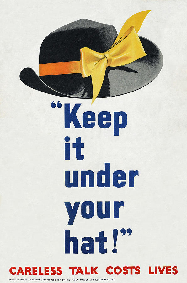 Keep it under your hat, 1940 war poster Painting by Vincent Monozlay