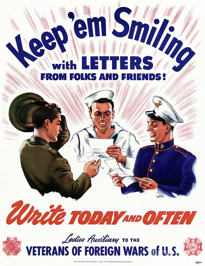 Keepem Smiling with Letters, Ladies Auxiliary V.F.W. - Write Today And Often Drawing by Granger Keepem Smiling with Letters, Ladies Auxiliary V.F.W. - Write Today And Often Drawing by Granger