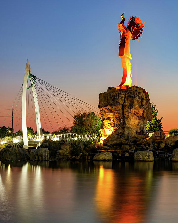 Sunset Photograph - Keeper Of The Plains At Dusk In Wichita Kansas by Gregory Ballos