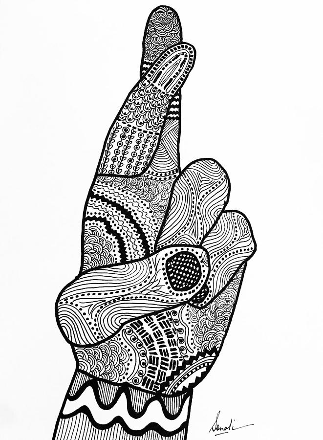 Continuous one line drawn fingers crossed Vector Image