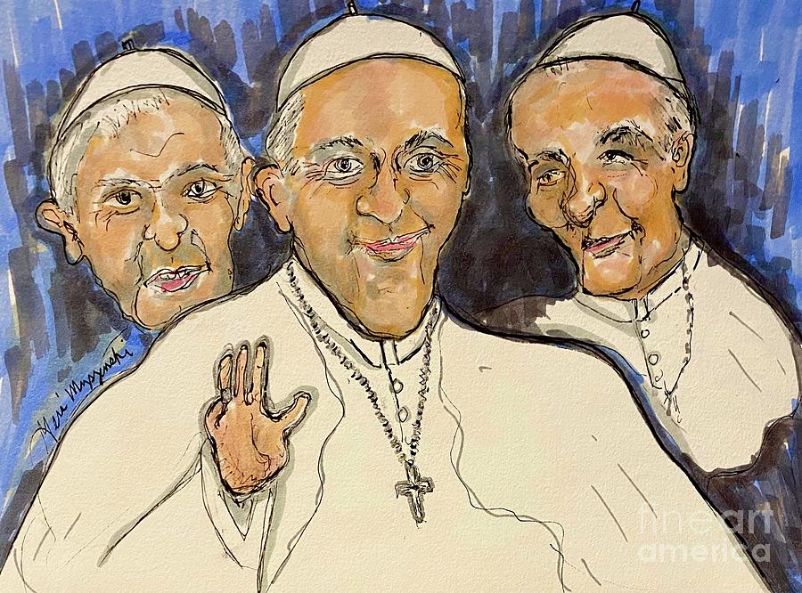 Keeping Up With The Popes Benedict Francis Paul Mixed Media