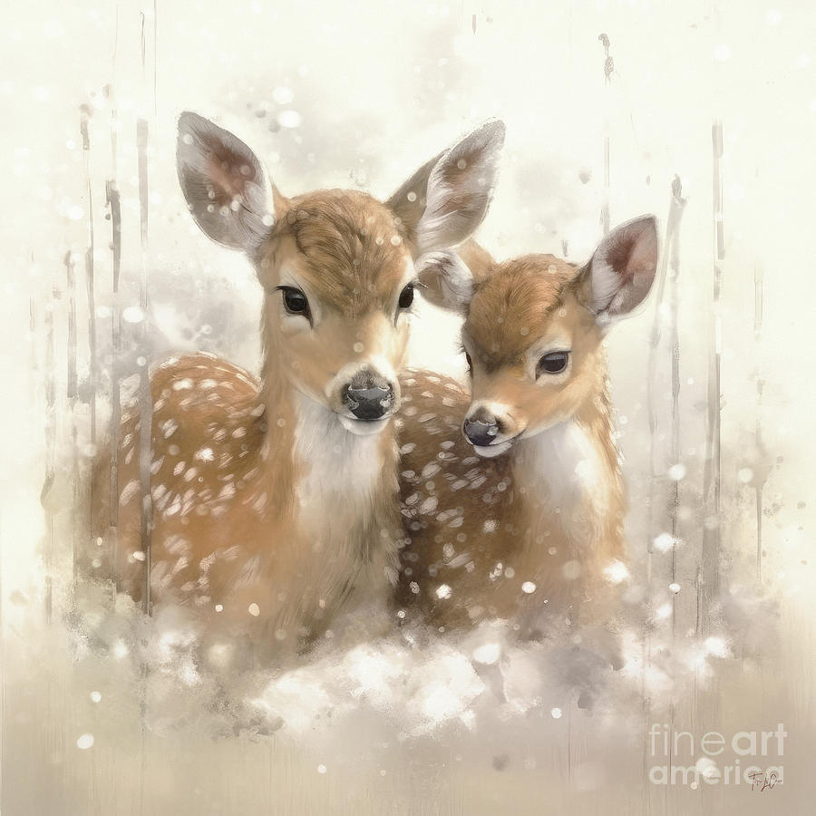 Deer Painting - Keeping Warm by Tina LeCour