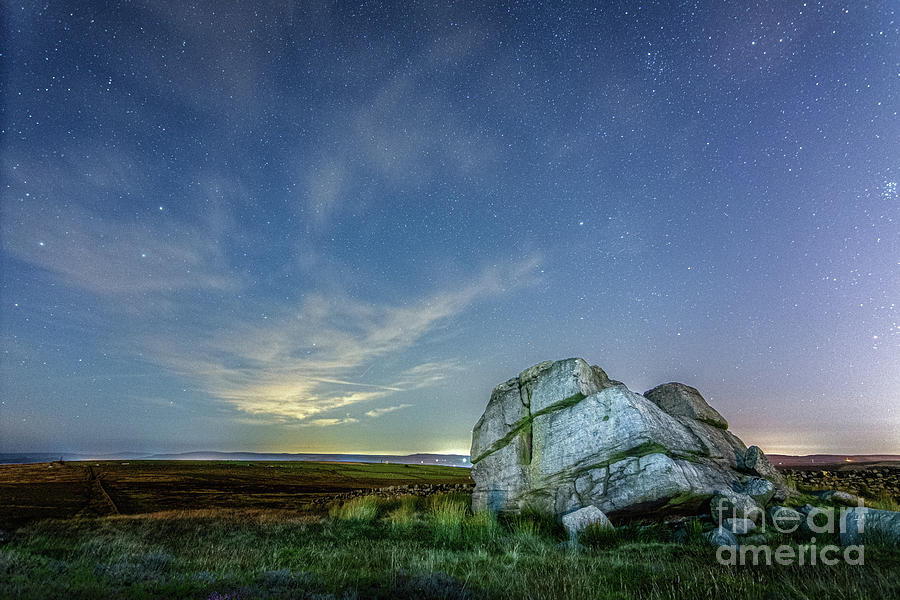 Keighley Moor with Hitching Stone at night Photograph by Mariusz Talarek