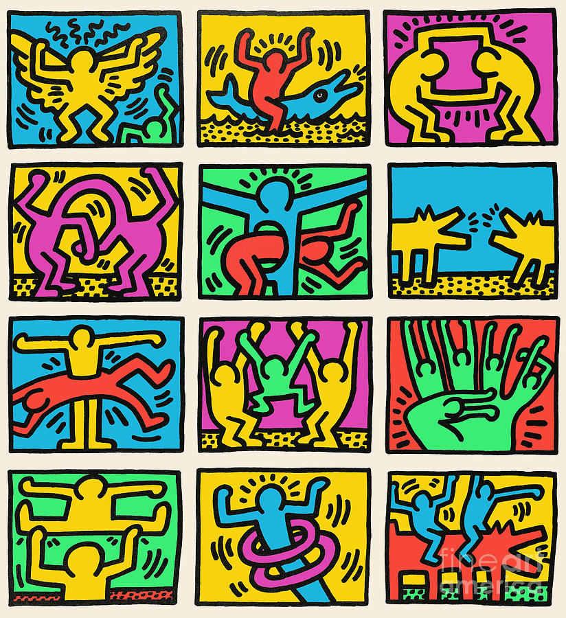 Keith Haring - Retrospect #2, 1989 Painting By Magical Vintage - Fine 