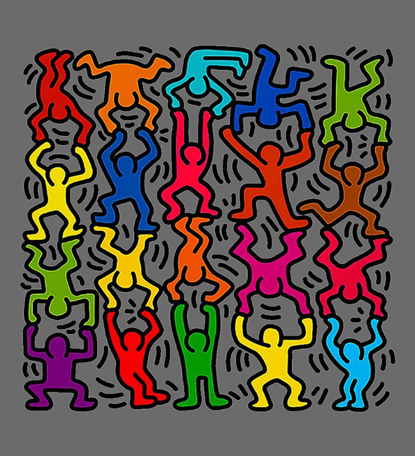 Keith Haring Stick Figure Acrobats Drawing by Heaven Rippin - Fine Art ...