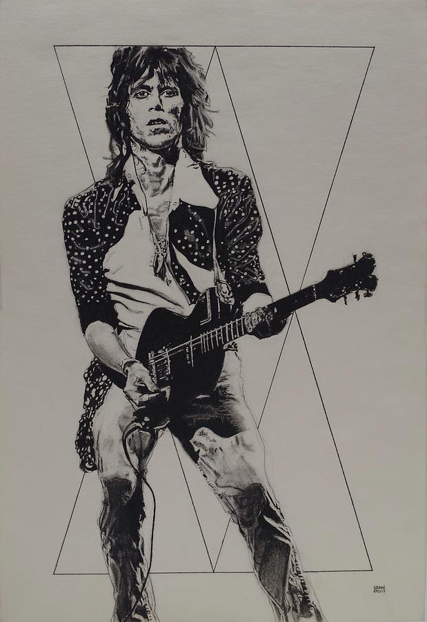 Keith Richards - Happy Drawing by Sean Connolly