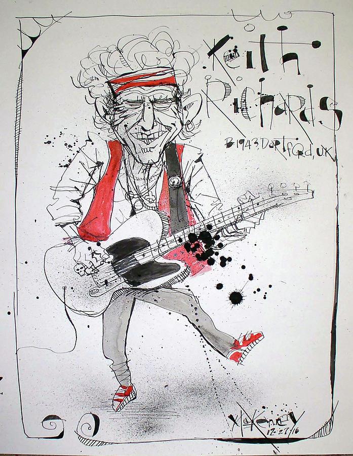 Keith Richards Drawing by Phil Mckenney