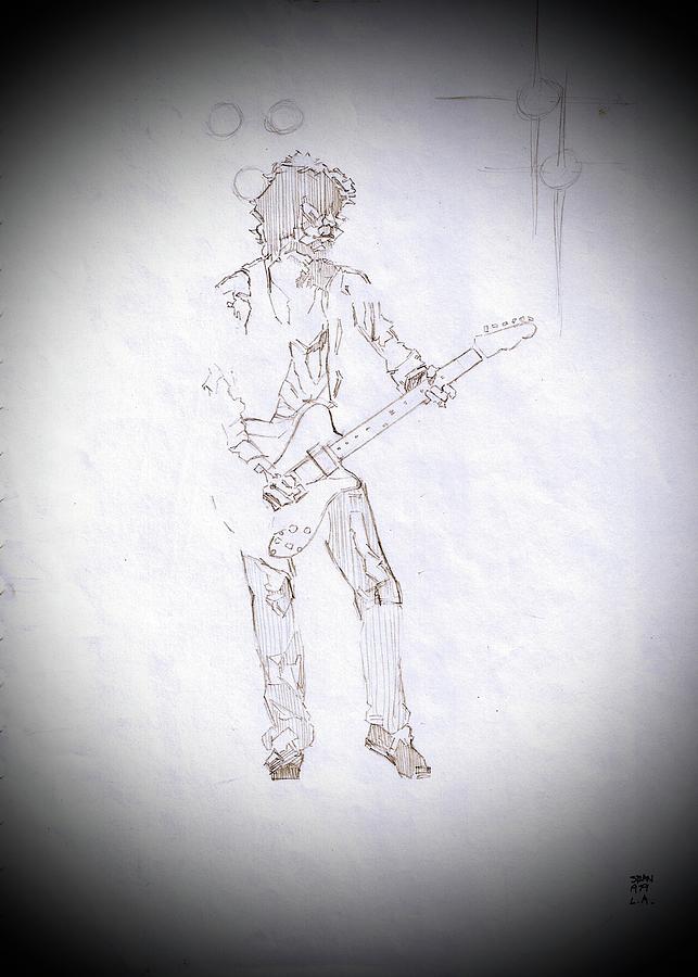 Keith Richards - The New Barbarians  1979 Drawing by Sean Connolly