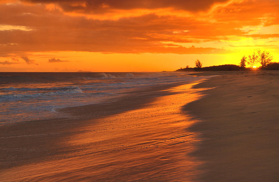 Kekaha Beach Sunset Reflections Photograph by Stephen Vecchiotti