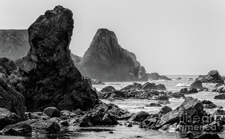 Kellog Beach Basalt Formation 3 BW Photograph by Al Andersen