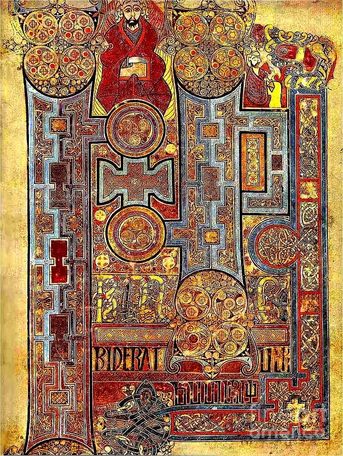 Illuminated Drawing - Kells Book of John 9th Century by Scribes in a Columban Monastery Somwhere in the UK