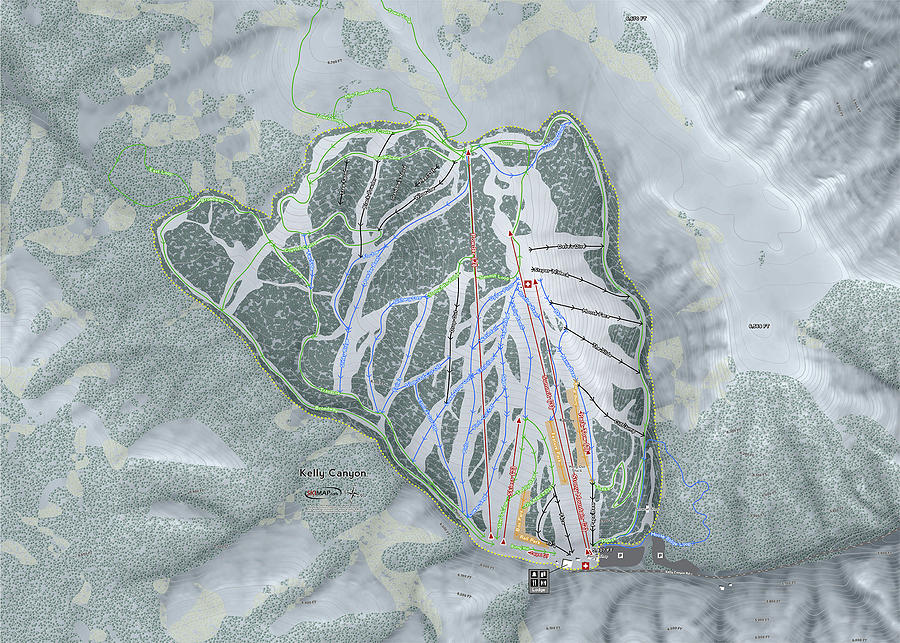 Kelly Canyon Ski Resort Map Digital Art by Powder Addicts - Fine Art ...