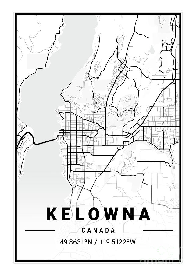 Kelowna - Canada Light City Map Digital Art by Tien Stencil - Pixels