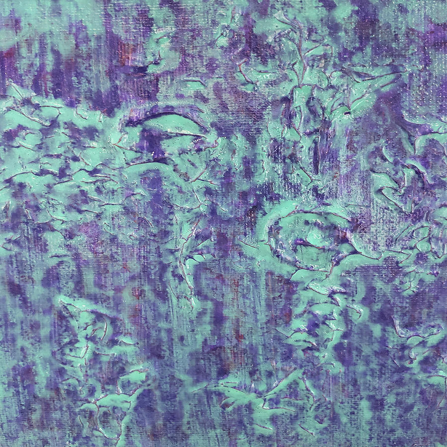 KELP FOREST Purple Aqua Textured Abstract Painting Painting by Lynnie Lang
