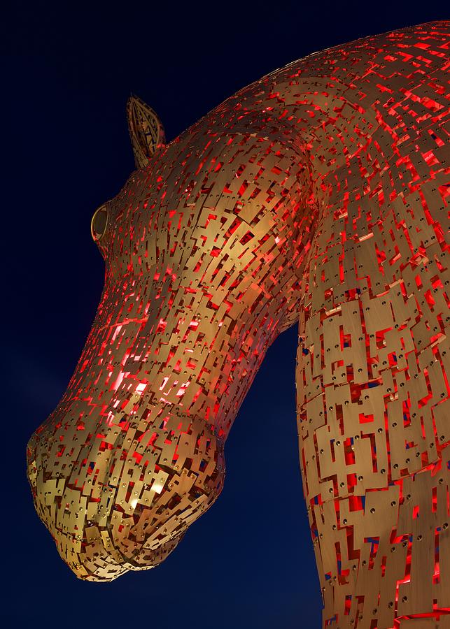Kelpies at night Photograph by Stephen Taylor