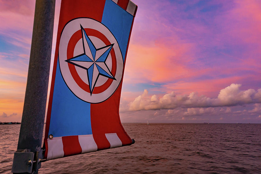 Kemah Boardwalk Flag Photograph by Tim Stanley