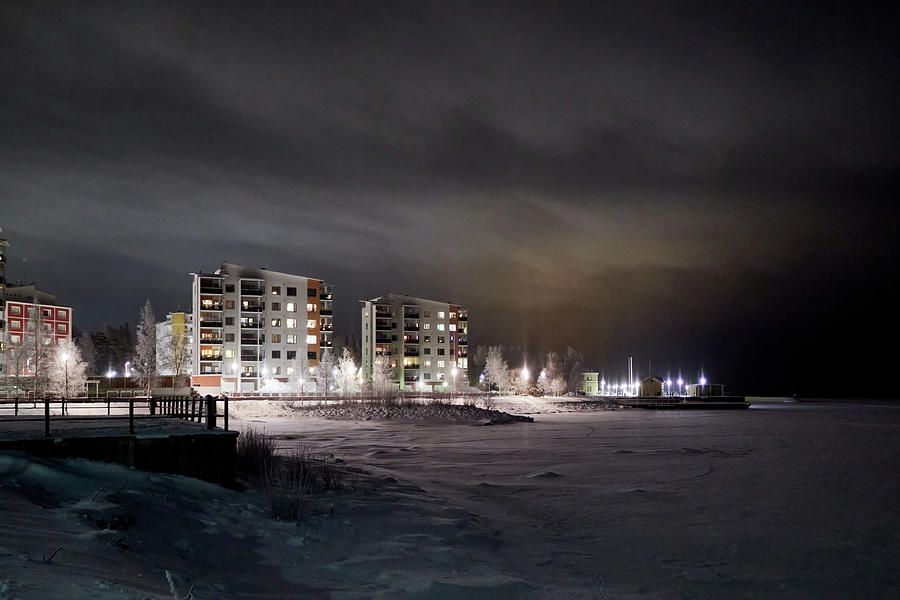 Kemi by the sea at winternight Photograph by Kukka Lehto