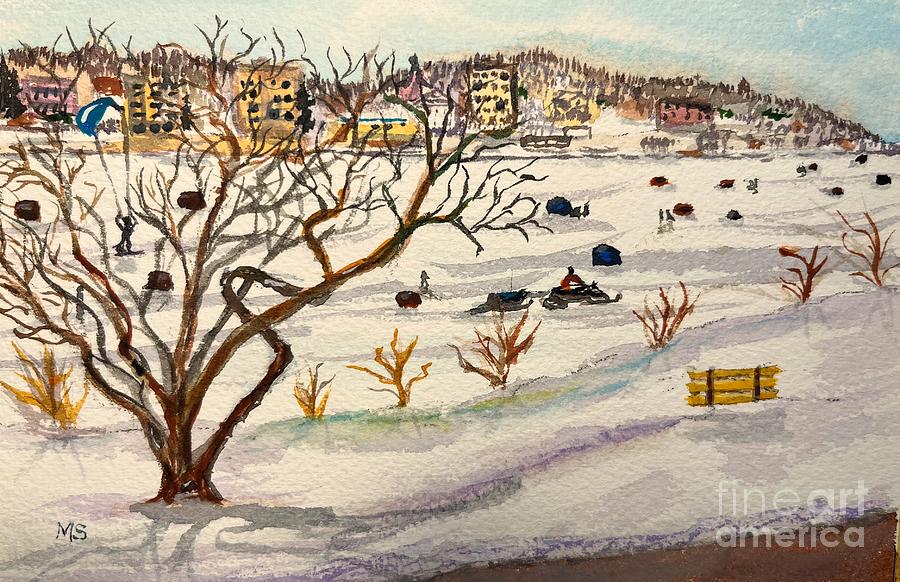 Kempenfelt Bay in Winter Painting by Monika Shepherdson