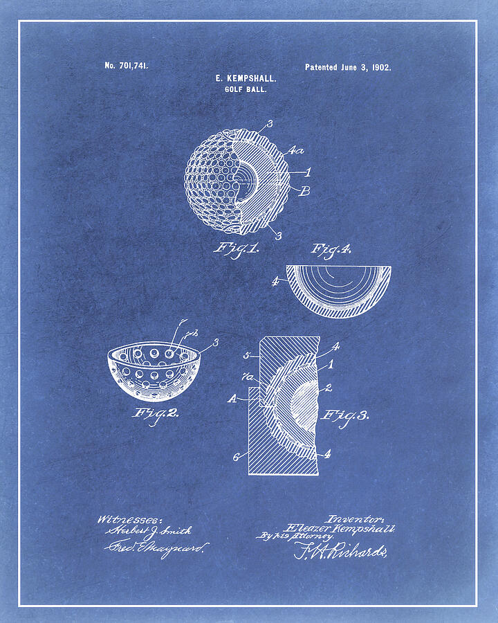 Kempshall Golf Ball Patent Blue Print Digital Art by Dale Kincaid Kempshall Golf Ball Patent Blue Print Digital Art by Dale Kincaid