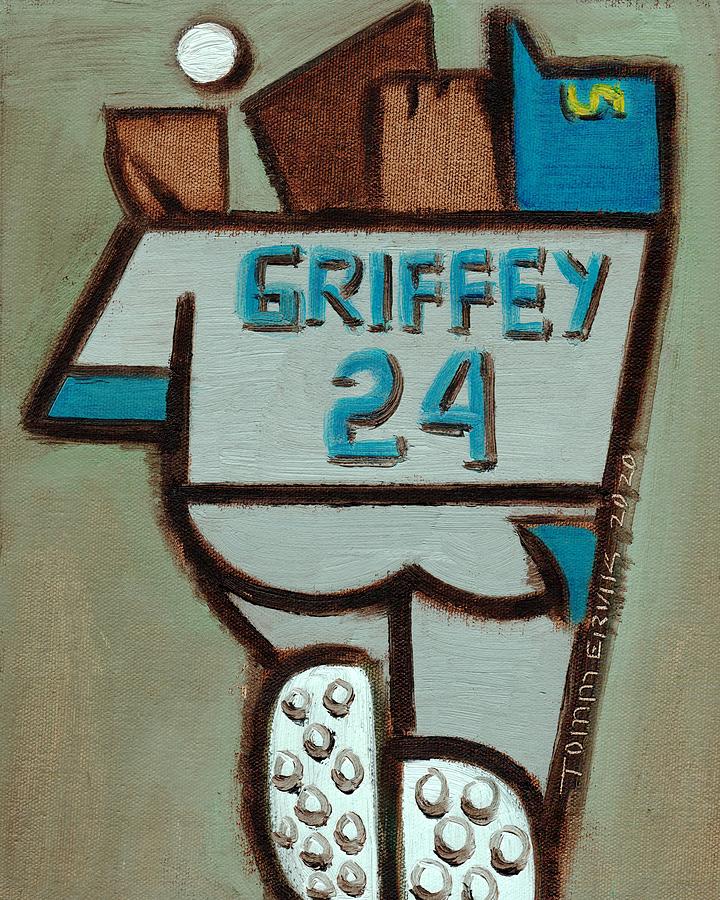 Ken Griffey Painting - Ken Griffey Jr Art Over The Shoulder Catch  by Tommervik