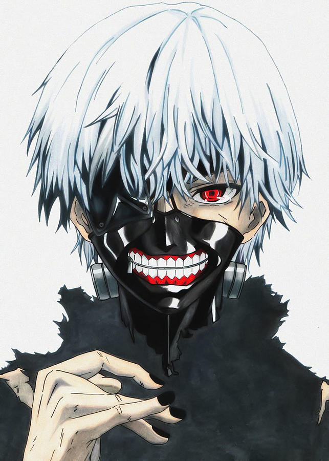 Ken Tokyo Ghoul White Hair Digital Art by Michael Anime