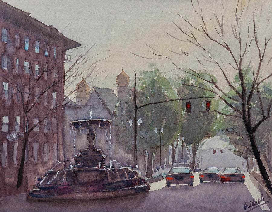 Kenan Memorial Fountain, Wilmington Painting by Tesh Parekh Fine Art