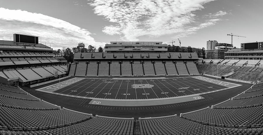 Kenan Memorial Stadium at University of North Carolina in black and white Photograph by Eldon McGraw