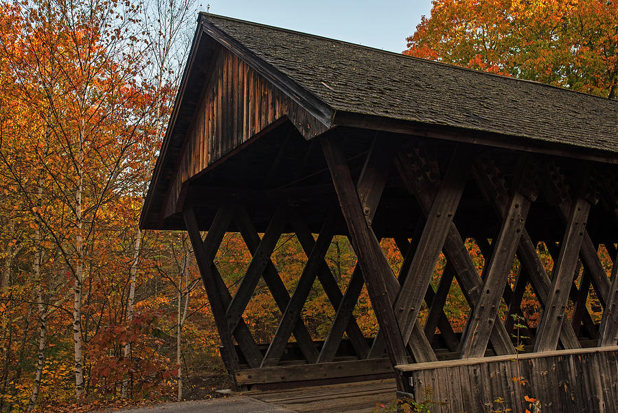 Keniston Covered Bridge in Andover NH Fall Foliage Yellow Trees Photograph by Toby McGuire