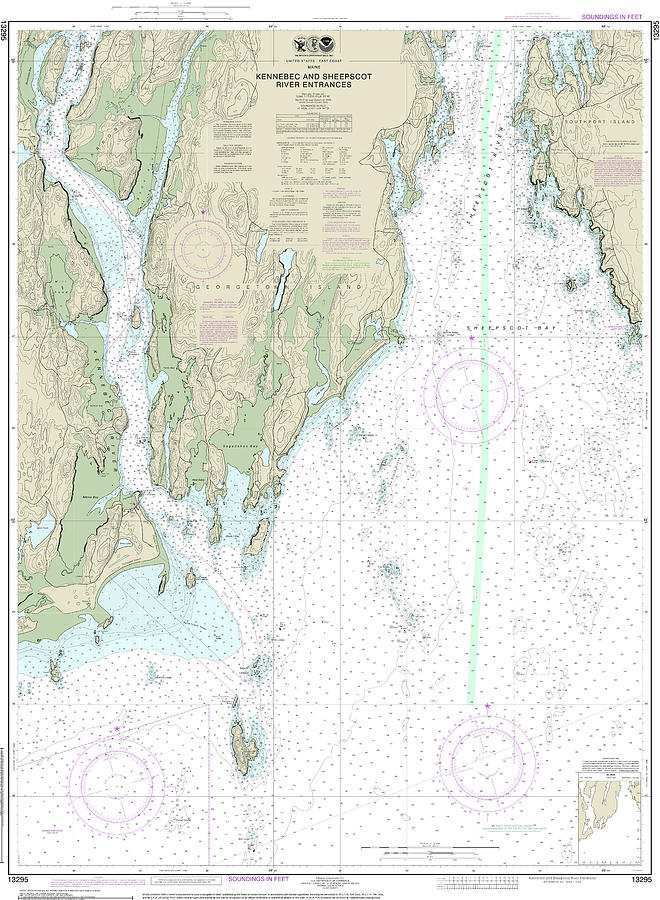 Kennebec and Sheepscot River Entrances Nautical Chart 13295 Digital Art ...