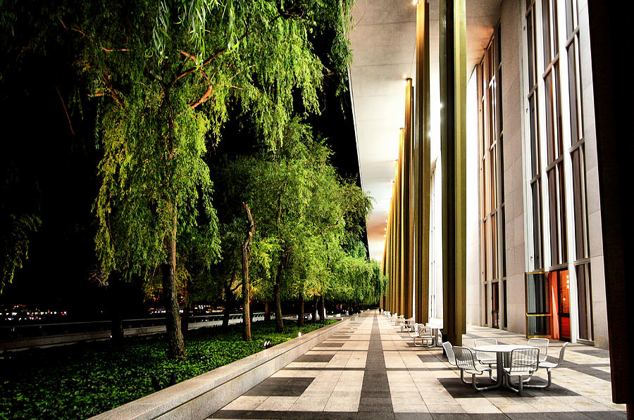 Kennedy Center Nightscape - The River Terrace Promenade Photograph by Steve Ember